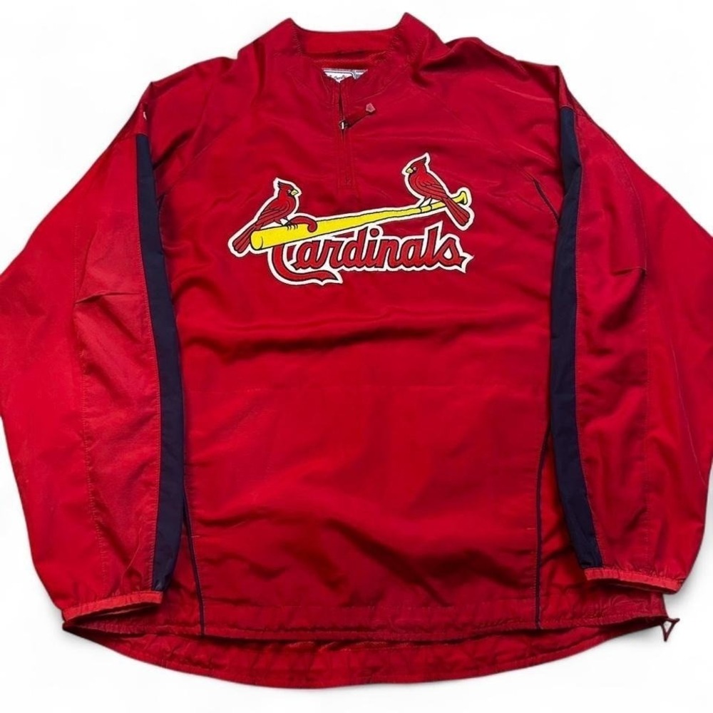 St Louis Cardinals Majestic Jacket 1/4 Zip Men's XL Windbreaker Lightweight